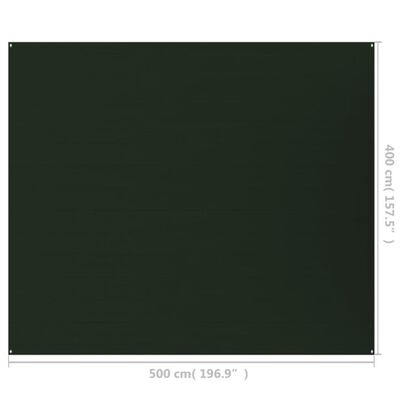 vidaXL Preproga za šotor 400x500 cm temno zelena HDPE