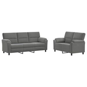 vidaXL Kavčna garnitura 2 pcs Temno siva Žamet