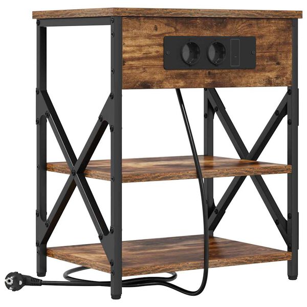 vidaXL Nočna omarica Dimljeni oreh 41 x 31 x 51 cm Konstruiran les