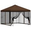 vidaXL Vrtni gazebo s stranskimi stenami 3 x 3 m Rjava