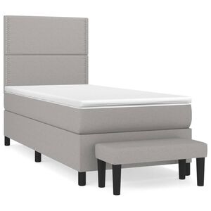 vidaXL Box spring postelja z vzmetnico svetlo siva 90x190 cm blago