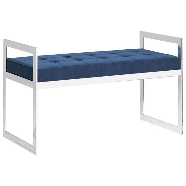 vidaXL Klop 97 cm moder žamet in nerjaveče jeklo