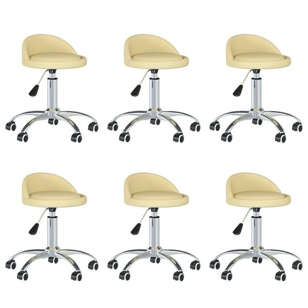 vidaXL Vrtljivi jedilni stoli 6 kosov krem umetno usnje