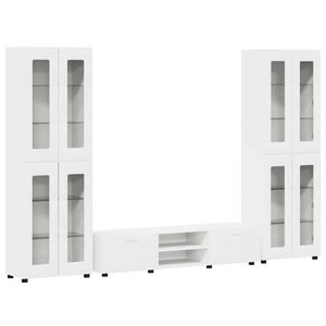 vidaXL Komplet TV omaric s predalom FLORIN Bela Konstruiran les