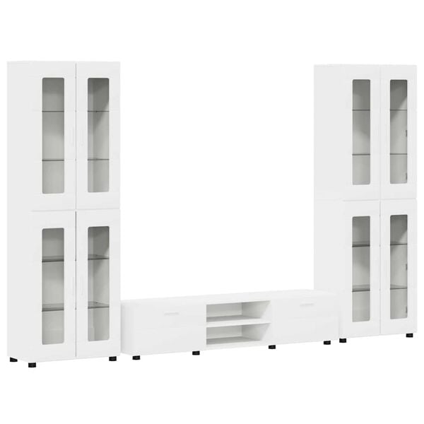 vidaXL Komplet TV omaric s predalom FLORIN Bela Konstruiran les