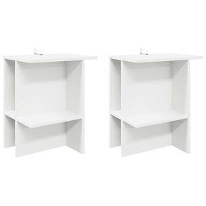 vidaXL Klubska miza 2 pcs Bela 40 x 30 x 49 cm Inženirski les
