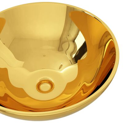 vidaXL Umivalnik 32,5x14 cm keramičen zlat