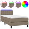 vidaXL Box spring postelja z vzmetnico LED taupe 90x200 cm blago