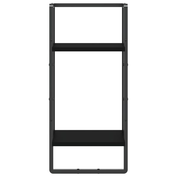 vidaXL Stenska polica s prečko črna 30x25x65 cm
