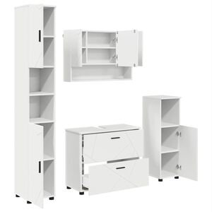 vidaXL Komplet pohi&scaron;tva za kopalnico 4 kos Bela 35 x 30 x 192 cm