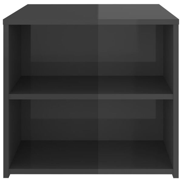 vidaXL Stranska mizica visok sijaj siva 50x50x45 cm iverna plošča