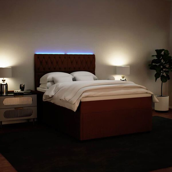 vidaXL Box spring postelja z vzmetnico roza 140x200 cm žamet