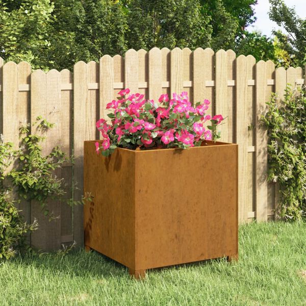 vidaXL Cvetlično korito z nogami zarjavelo 42x40x43 cm corten jeklo