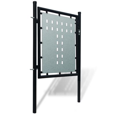 vidaXL Enojna ograjna vrata 100x125 cm črna