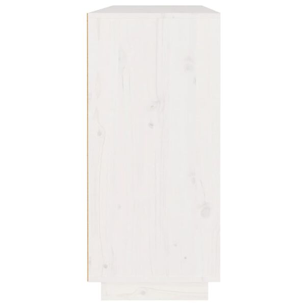 vidaXL Komoda bela 110x34x75 cm trdna borovina