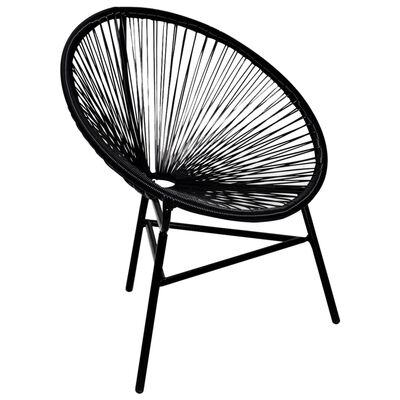 vidaXL Vrtni stol ovalne oblike poli ratan črne barve