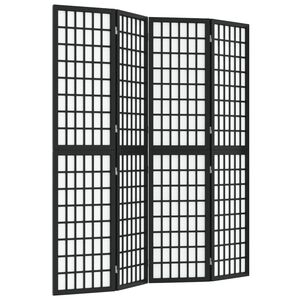 vidaXL Zložljiv 4-delni paravan japonski stil 160x170 cm črne barve