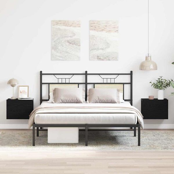 vidaXL Nočna omarica s predalom 2 pcs Črna Orehovina 40 x 30 x 30 cm