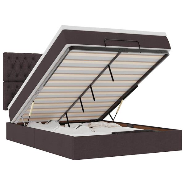 vidaXL Otomanski posteljni okvir z vzmetnico rjav 140x200 cm blago