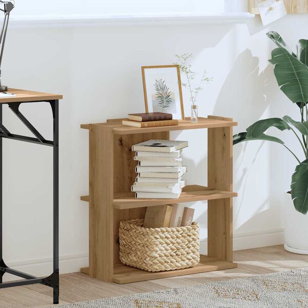 vidaXL Knjižna omara 3-nadstropna artisan hrast 60x30x60 cm inž. les