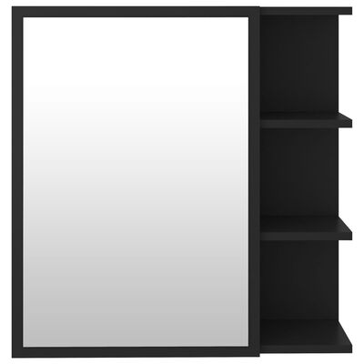 vidaXL Kopalniška omarica z ogledalom črna 62,5x20,5x64 cm iverna pl.
