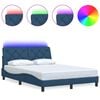 vidaXL Posteljni okvir z LED osvetlitvijo brez vzmetnice moder 120x200 cm blago