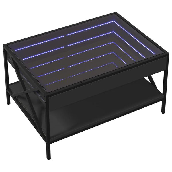 vidaXL Klubska mizica z neskončnimi LED črna 70x50x38 cm