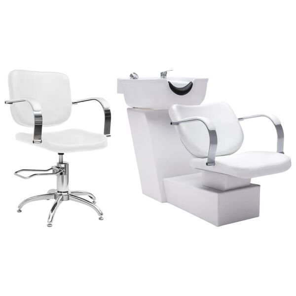 vidaXL Salonski umivalnik s salonskim stolom umetno usnje