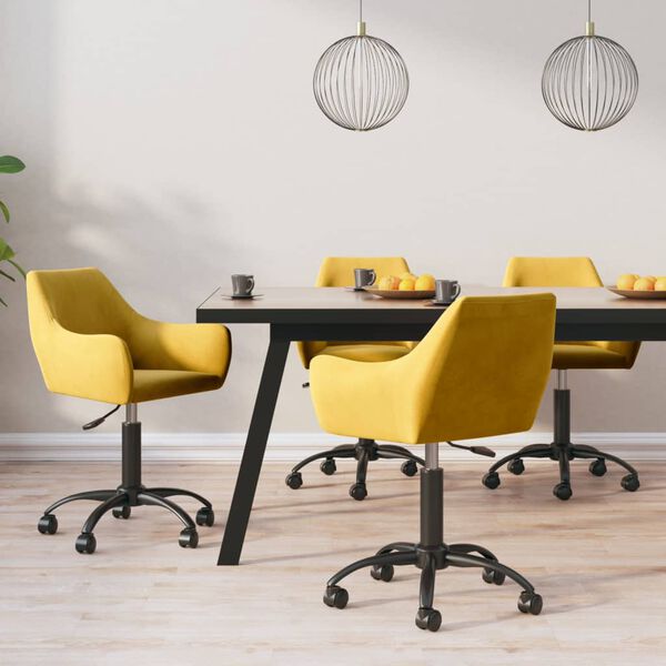 vidaXL Vrtljivi jedilni stoli 4 kosi gorčično rumen žamet