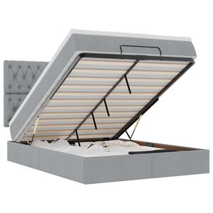 vidaXL Otomanski posteljni okvir z vzmetnico siv 140x200 cm blago