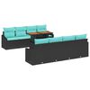 vidaXL Vrtna sedežna garnitura z blazino 9 pcs Črna in Teal
