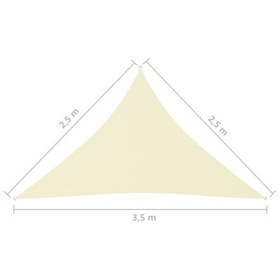 vidaXL Senčno jadro oksford blago trikotno 2,5x2,5x3,5 m krem
