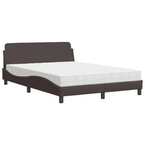 vidaXL Postelja z vzmetnico Dover temno rjav 140x190 cm blago