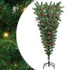 vidaXL Obrnjen umetni božični drevesec s setom žogic Zelena 150 cm PVC