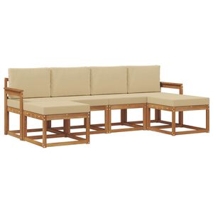vidaXL Zunanja garnitura za sedenje z blazino 6 pcs Naravna in bež