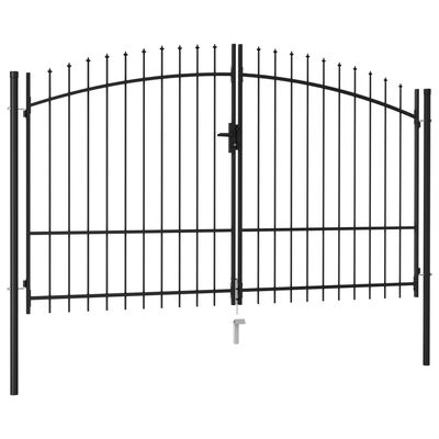 vidaXL Dvojna vrata za ograjo koničasta jeklo 3x1,75 m črna