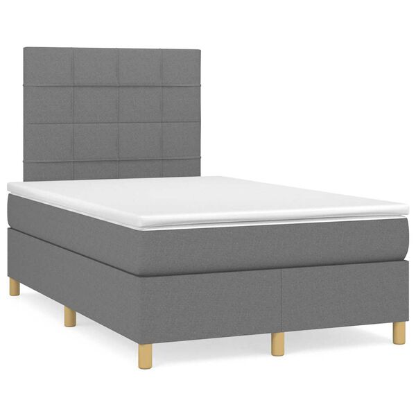 vidaXL Box spring postelja z vzmetnico temno siva 120x190 cm blago