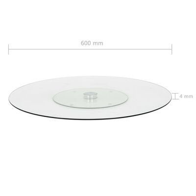 vidaXL Vrtljiva servirna plošča prozorna 60 cm kaljeno steklo