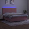 vidaXL Box spring postelja z vzmetnico LED roza 180x200 cm žamet
