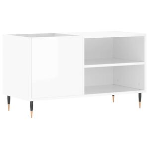 vidaXL Omarica za gramofonske plo&scaron;če sijaj bela 85x38x48 cm inž. les