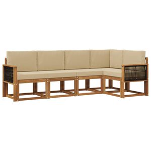 vidaXL Zunanja garnitura za sedenje 5 pcs Naravna in bež Poliester