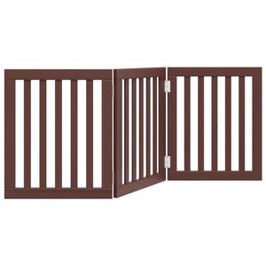 vidaXL Vrata za pse zložljiva 3 paneli rjava 150 cm topolovina
