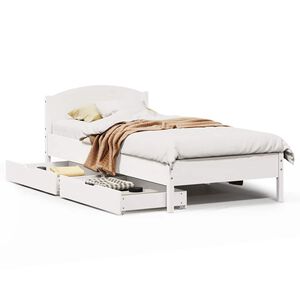vidaXL Posteljni okvir brez vzmetnice bel 75x190 cm trdna borovina