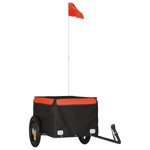 vidaXL Kolesarska prikolica črna in oranžna 30 kg železo