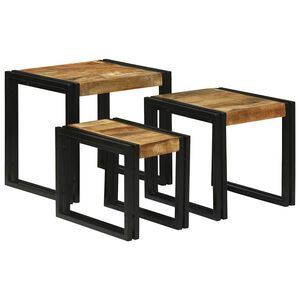 vidaXL Nesting miza 3 kos Rjava in črna 50 x 40 x 45 cm