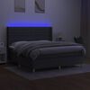vidaXL Box spring postelja z vzmetnico LED temno siva 160x200 cm blago