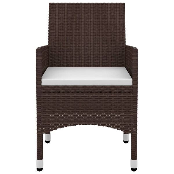 vidaXL Vrtna jedilna garnitura 5-delna z blazinami PE ratan in steklo