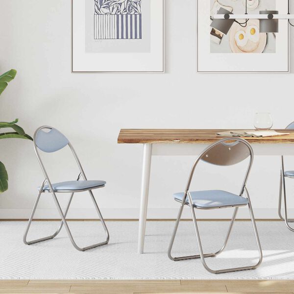 vidaXL Zložljiva stolica 2 pcs Siva 48 x 43,5 x 81 cm Umjetno usnje