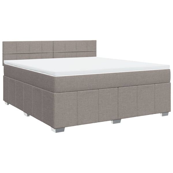 vidaXL Box spring postelja z vzmetnico taupe 180x200 cm blago