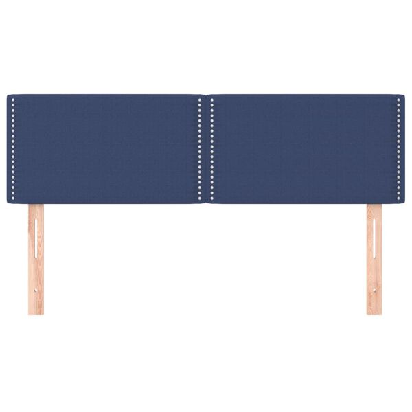 vidaXL Posteljno vzglavje modra 144x5x78/88 cm blago